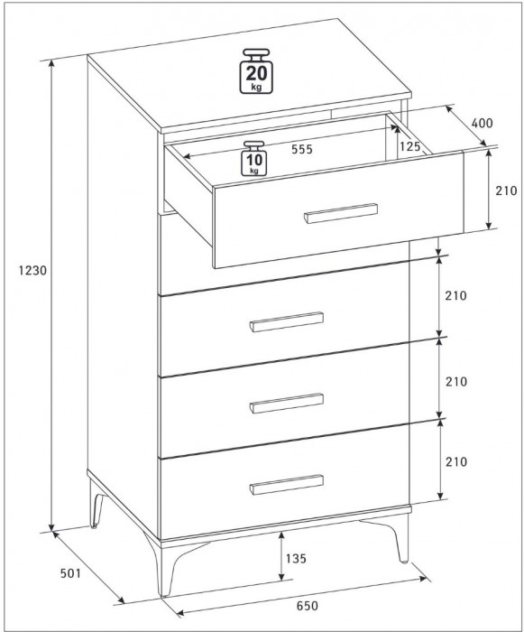 Комод высокий Кара 3