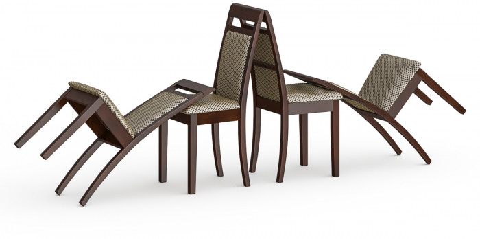 Четыре стула Мебель--24 Гольф-12 разборных, цвет орех, обивка ткань руми 812/8, ШхГхВ 40х40х100 см., от пола до верха сид. 47 см (мягк. спинка)