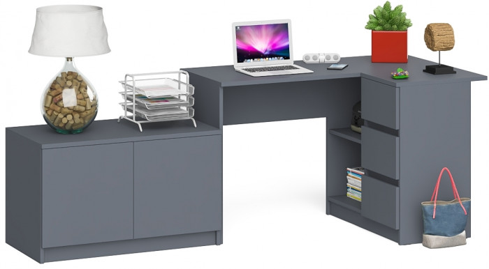 Мори компьютерный стол МС-16 правый + Тумба МА900.1, графит