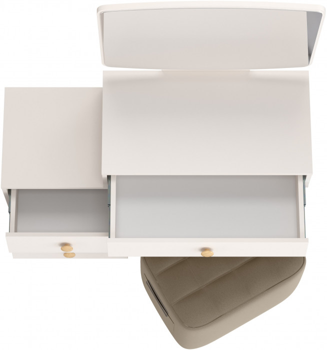 Афина Спальня 4-25901М1к.с. Трюмо + Банкетка 6-5127ТКВорех Вики, кашемир серый/ткань орех