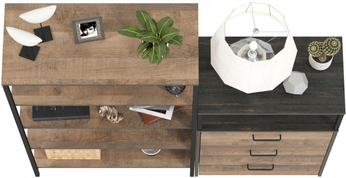 Трувор 13.151.01 Стеллаж + 13.307.02 Комод с ящиками, дуб гранж песочный/интра