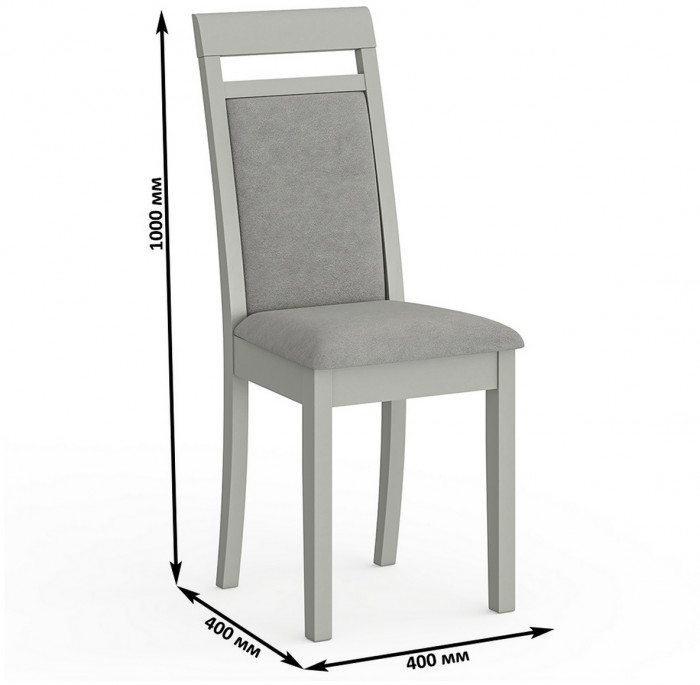 Четыре стула Мебель--24 Гольф-12 разборных, цвет серый, обивка ткань велюр серый 63, ШхГхВ 40х40х100 см., от пола до верха сид. 47 см.(мягк. спинка)