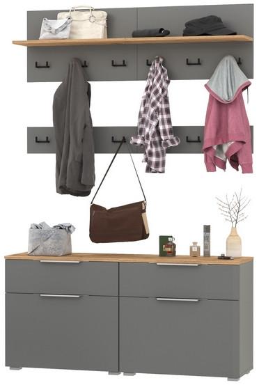 Октава Прихожая 07, серый графит/дуб крафт золотой/фасады МДФ серый графит