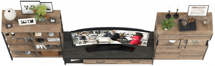 Трувор Гостиная 058, цвет дуб гранж песочный/интра, ШхГхВ 325,6х45,4х146 см., универсальная сборка