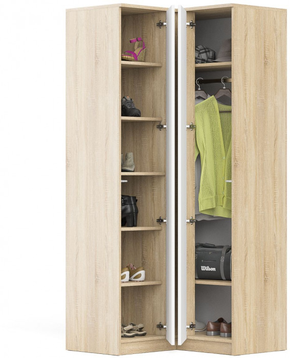 Мори угловой шкаф МШУ960.1, дуб сонома/белый