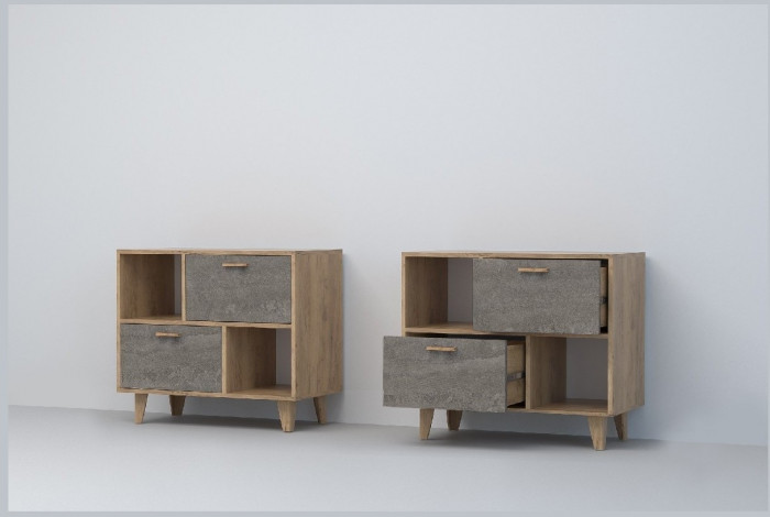 Эго Тумба Т-1 НГ (Глянец Белый/Бетон Светлый)