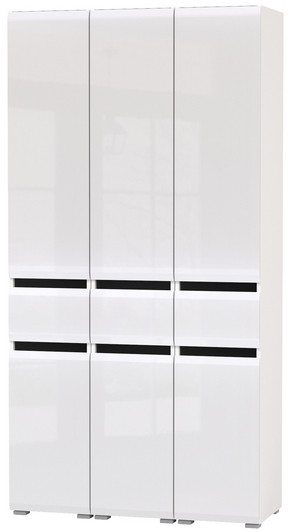 Сидней 13.202 Шкаф с ящиком 3 штуки, корпус: белый/чёрный/фасады: МДФ белый глянец