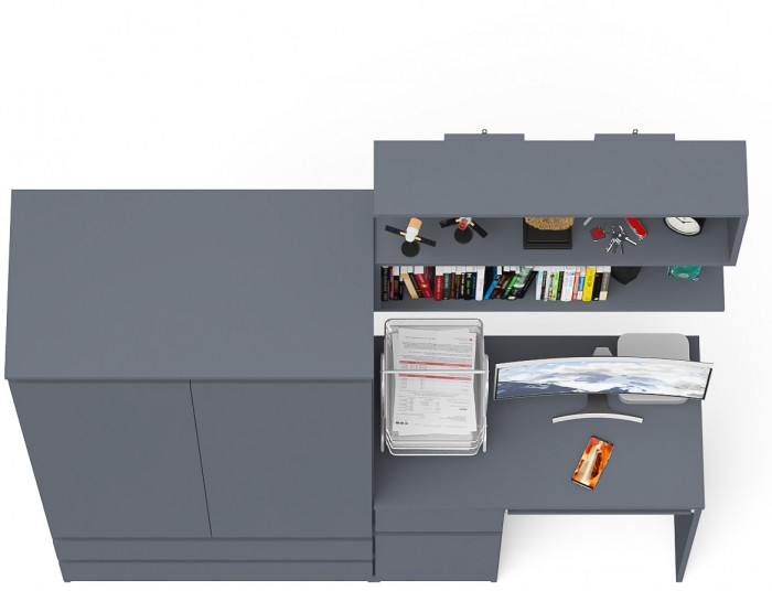 Мори компьютерный стол МС-1 левый + Шкаф МШ900.1 + Полка 900, графит
