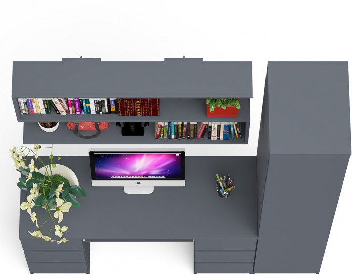 Мори компьютерный стол МС-2 + Пенал МШ400.1 + Полка 1200, графит