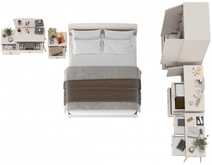 Афина Спальня 28-1600, цвет кашемир серый, сп.м. 1600х2000 мм., б/м, основание есть - фанера