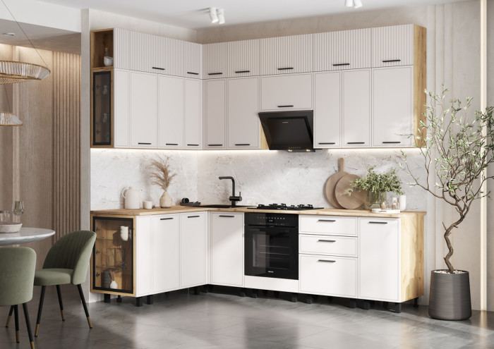 Модульная кухня Бьянка 1,6х2,6/1080м, Дуб крафт/Кашемир