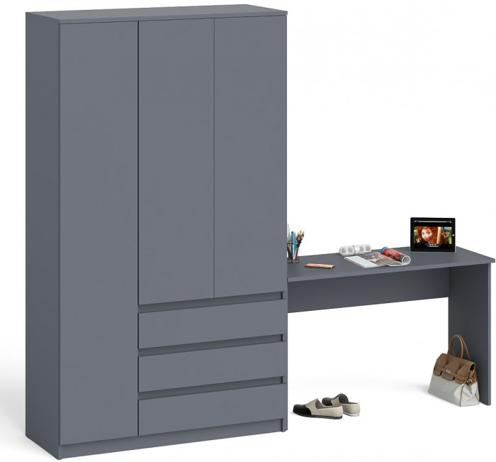 Мори Стол письменный МСП1200.1 + Шкаф МШ1200.1, цвет графит, ШхГхВ 240,8х50,4х209,6 см., универсальная сборка