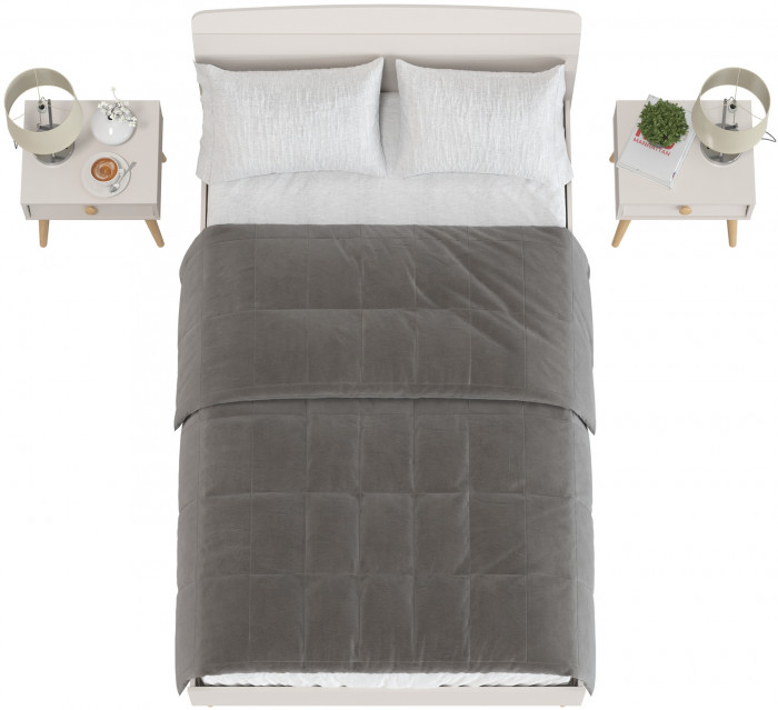 Афина Спальня Кровать 1200 + Две тумбы, цвет кашемир серый, ШхГхВ 123,6х210,2х95,7 + 2х45х37х45 см., сп.м. 1200х2000 мм., б/м, основание есть