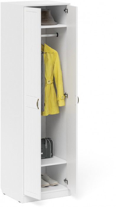 Прихожая П-6 Шкаф, белая шагрень/фасады МДФ белое дерево фрезеровка прованс