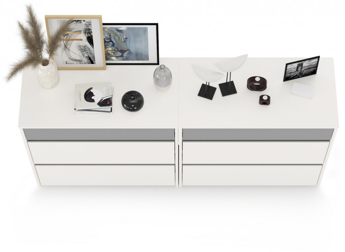 Торонто 13.321 Комод + 13.321 Комод, белый шагрень/стальной серый