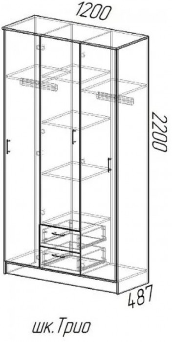 Трио Шкаф трёхдверный, Венге / Лоредо