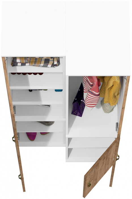 Лидер-8 Модуль Пенал МД 22Б + Пенал МД 23Б, белый шагрень/крафт золото