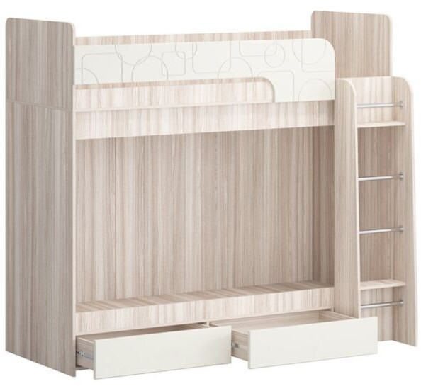 Двухъярусная кровать Бемби МДФ NEW, ясень (Фисташка, Ясень шимо светлый)
