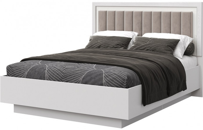 Кровать 160х200 "Харди-1" с подъемным механизмом - Белый текстурный/Ясень белый