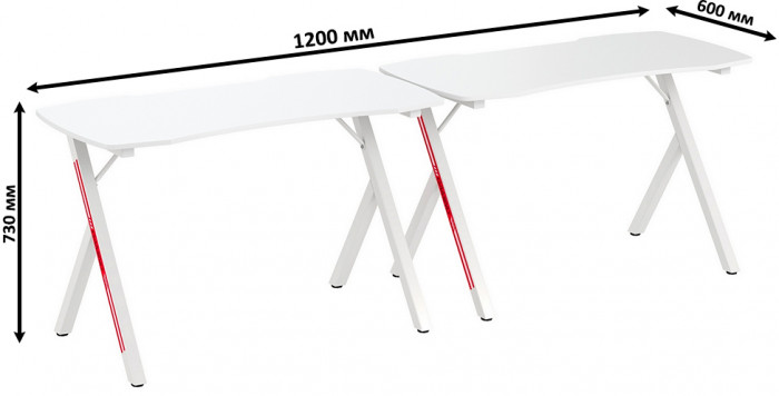 Два игровых стола Мебель--24 GT-2310 + два кресла компьютерных 103 серых, цвет белый, ШхГхВ 240х60х73 + 59х56х83-94 см.