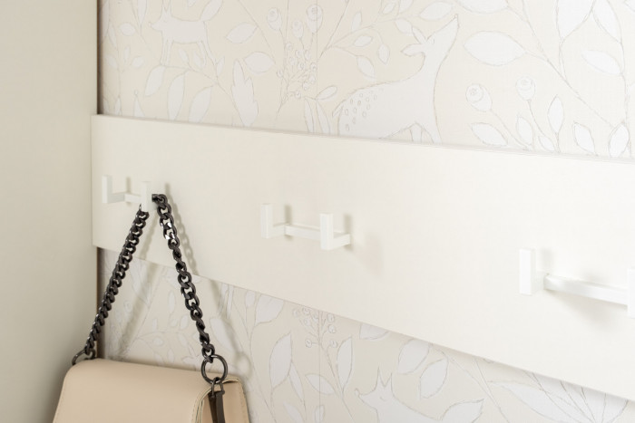 Октава 15.14.02 Вешалка + 15.14.02 Вешалка, цвет белый шагрень, ШхГхВ 129,4х4,7х15 см.