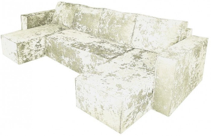 Диван-кровать Лофт Люкс Плюш П-образный с 2 отоманками, еврокнижка, 145х270, бежевый