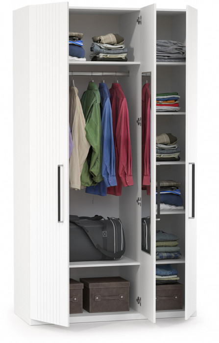 Валенсия Спальня 13.12 Шкаф комбинированный, ЛДСП белый шагрень/МДФ белый шагрень