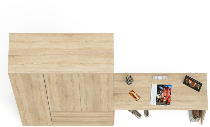 Мори Стол письменный МСП1200.1 + Шкаф МШ1200.1, цвет дуб сонома, ШхГхВ 240,8х50,4х209,6 см., универсальная сборка