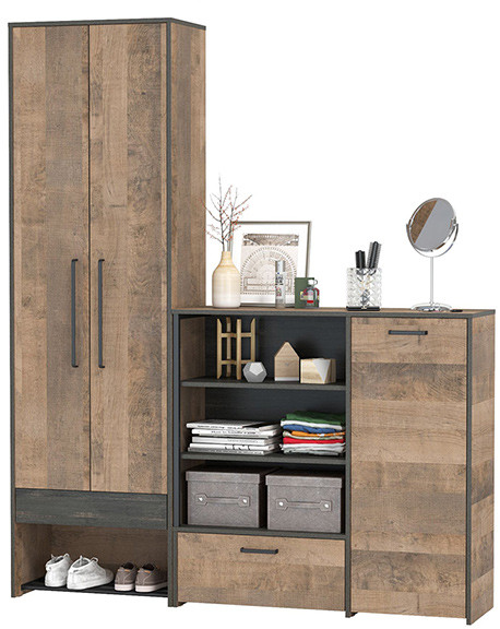 Трувор 13.328.02 Шкаф для одежды + 13.307.01 Комод, дуб гранж песочный/интра