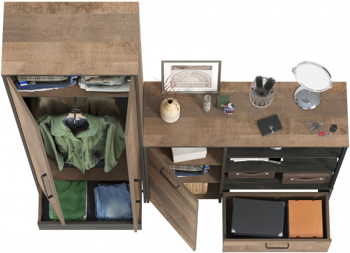 Трувор 13.328.02 Шкаф для одежды + 13.307.01 Комод, дуб гранж песочный/интра