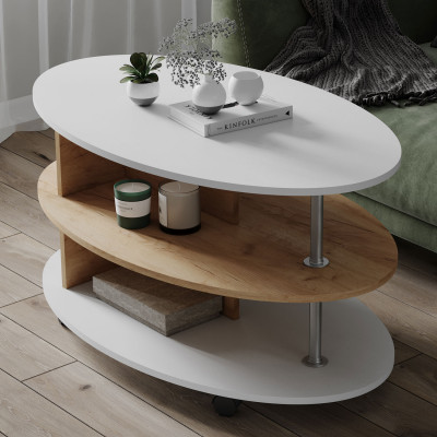 Стол Журнальный Консул-4 (1000*540*600) белый/дуб крафт золотой