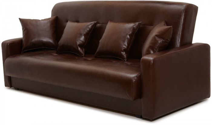 Диван-кровать Аккорд 140х190, книжка, пружинный блок, экокожа, цвет коричневый