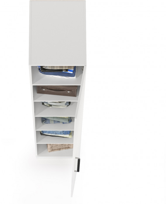 Валенсия Спальня 13.207 Шкаф-пенал, ЛДСП белый шагрень/МДФ белый шагрень