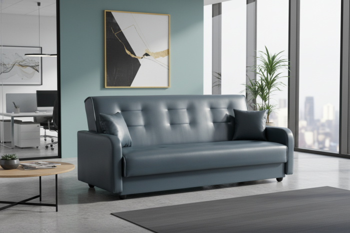 Диван-книжка Аккорд, 140х190, экокожа серая