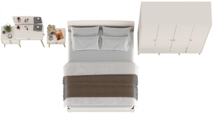 Афина Спальня 29-1600, цвет кашемир серый, сп.м. 1600х2000 мм., б/м, основание есть - фанера