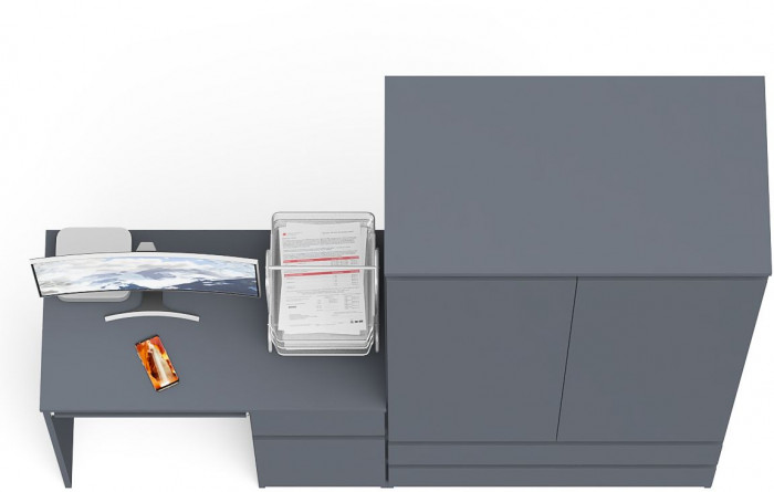 Мори компьютерный стол МС-1 правый + Шкаф МШ900.1, графит