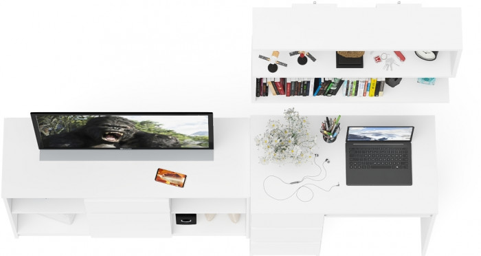 Мори компьютерный стол МС-6 левый + Тумба МТВ1204.1 + Полка 900, белый