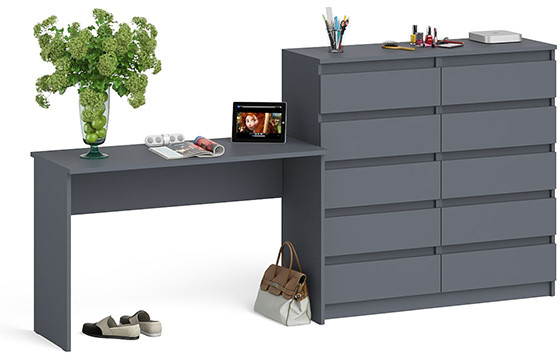 Мори письменный стол МСП1200.1 + Комод МК1200.10, графит