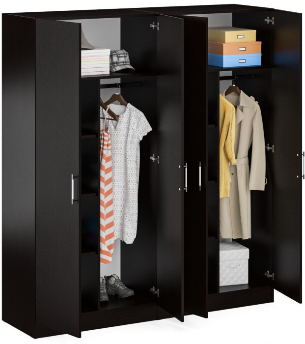 Шкаф 2-х створчатый + Шкаф 2-х створчатый Стандарт, цвет венге, ШхГхВ 180х52х200 см., универсальная сборка