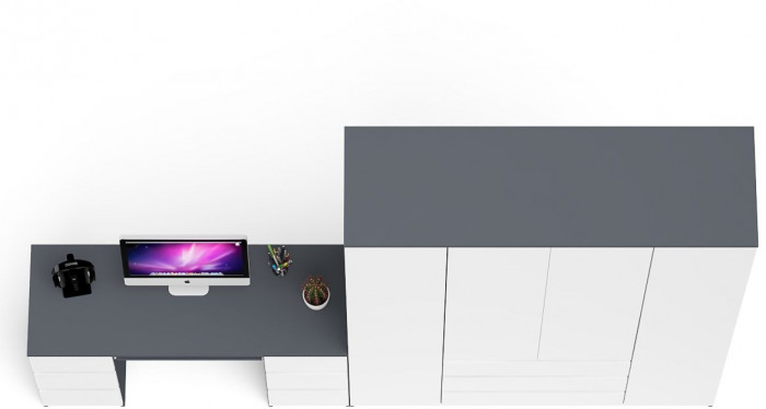 Мори Стол компьютерный МС-2 + Шкаф МШ1600.1, цвет графит/белый, ШхГхВ 295,8х50,4х209,6 см., универсальная сборка