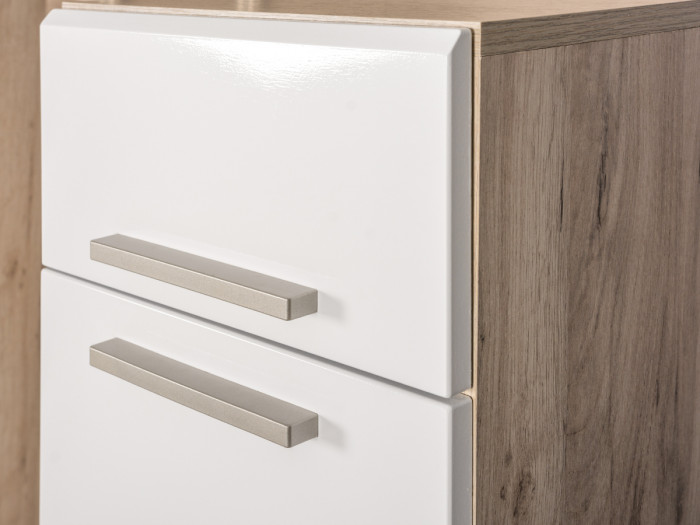 Лайн 10.16 Шкаф многоцелевого назначения, дуб крафт серый/фасады МДФ белый глянец