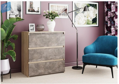 Милано-1 Комод (Ателье темное, Дуб сонома светлый)