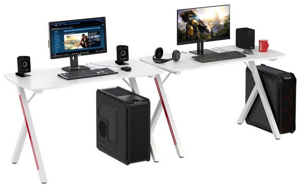 Два игровых стола Мебель--24 GT-2310, цвет белый, ШхГхВ 240х60х73 см.(регулировка высоты столов от 72,5 см. до 73,5 см.)