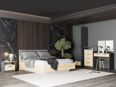 Спальня Оттавия 2 Антрацит/Дуб золотой