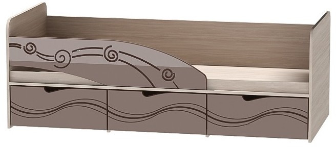 Детская кровать Бриз-3 80х190, волна (Шоколад/Ясень шимо светлый/Правый)