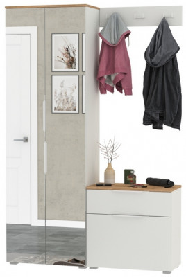 Октава Прихожая 11, белый шагрень/дуб крафт золотой/фасады МДФ белый шагрень