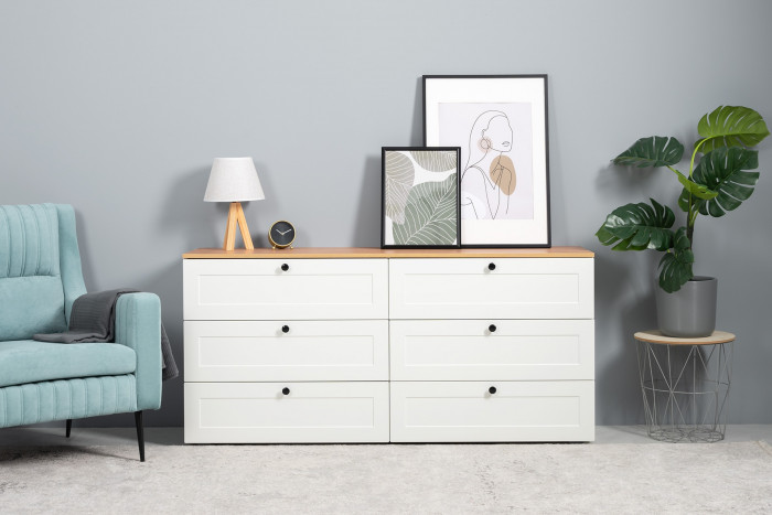 Остин 16.240 Комод, белый шагрень/дуб крафт золотой