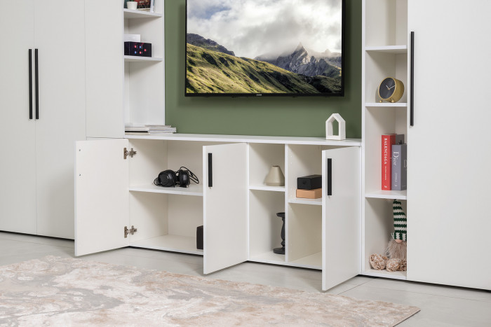 Эйр Гостиная 16.55 Тумба под ТВ, белый шагрень