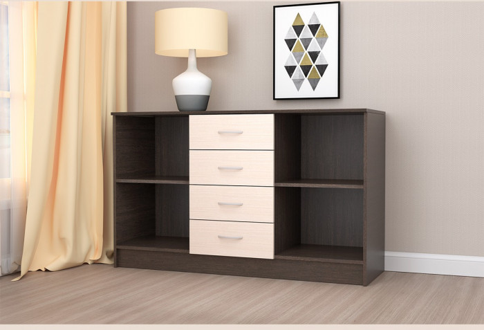 Кэт-7 Комод 2 створки 4 ящика (Венге / Белфорт)