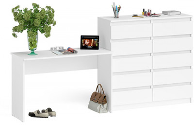 Мори письменный стол МСП1200.1 + Комод МК1200.10, белый